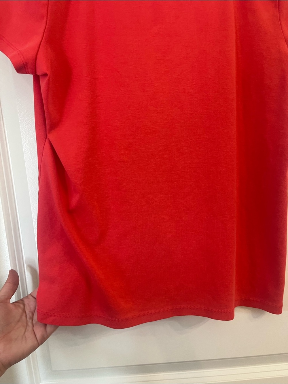 Talbots Coral Orange Short Sleeve V-Neck Tee 100% Pima Cotton Size Large Petite - Picture 7 of 7